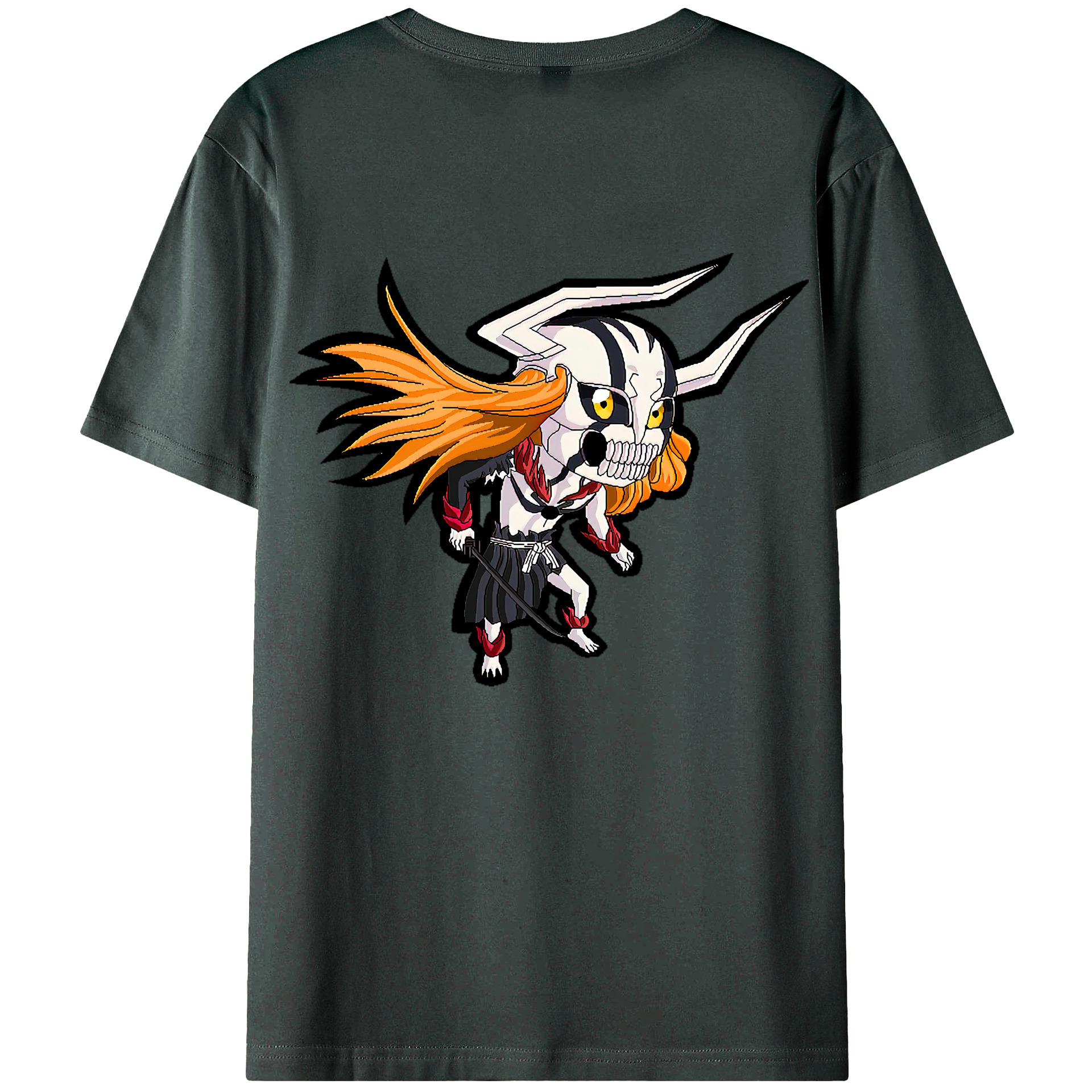 （画像用） ブリーチ 黒崎一護（くろさき いちご）BLEACH Kurosaki Ichigo 綿100％ メンズ半袖Tシャツ（バックプリント） 通気性